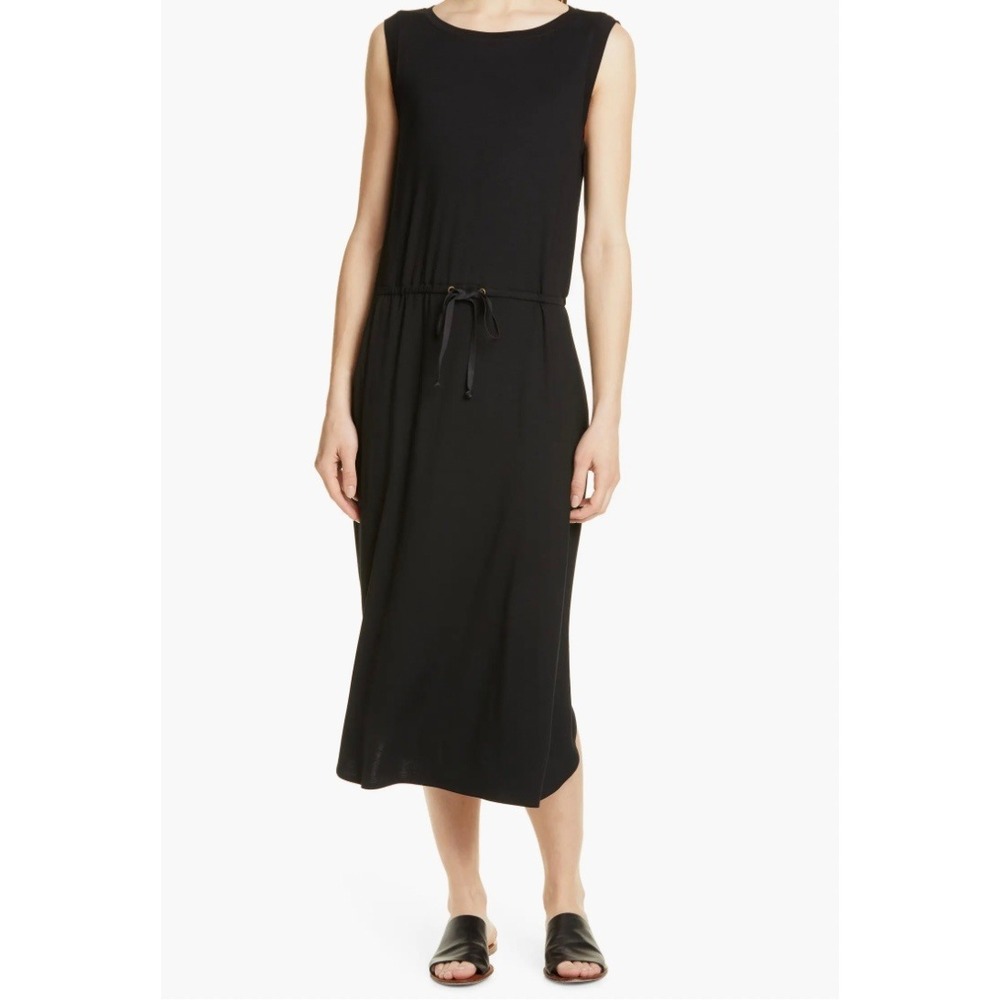 Eileen Fisher Drawstring Stretch Tencel® Lyocell Vacation Travel Midi Dress XS